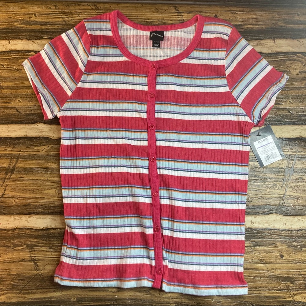 Art class red striped short sleeve girls top XL